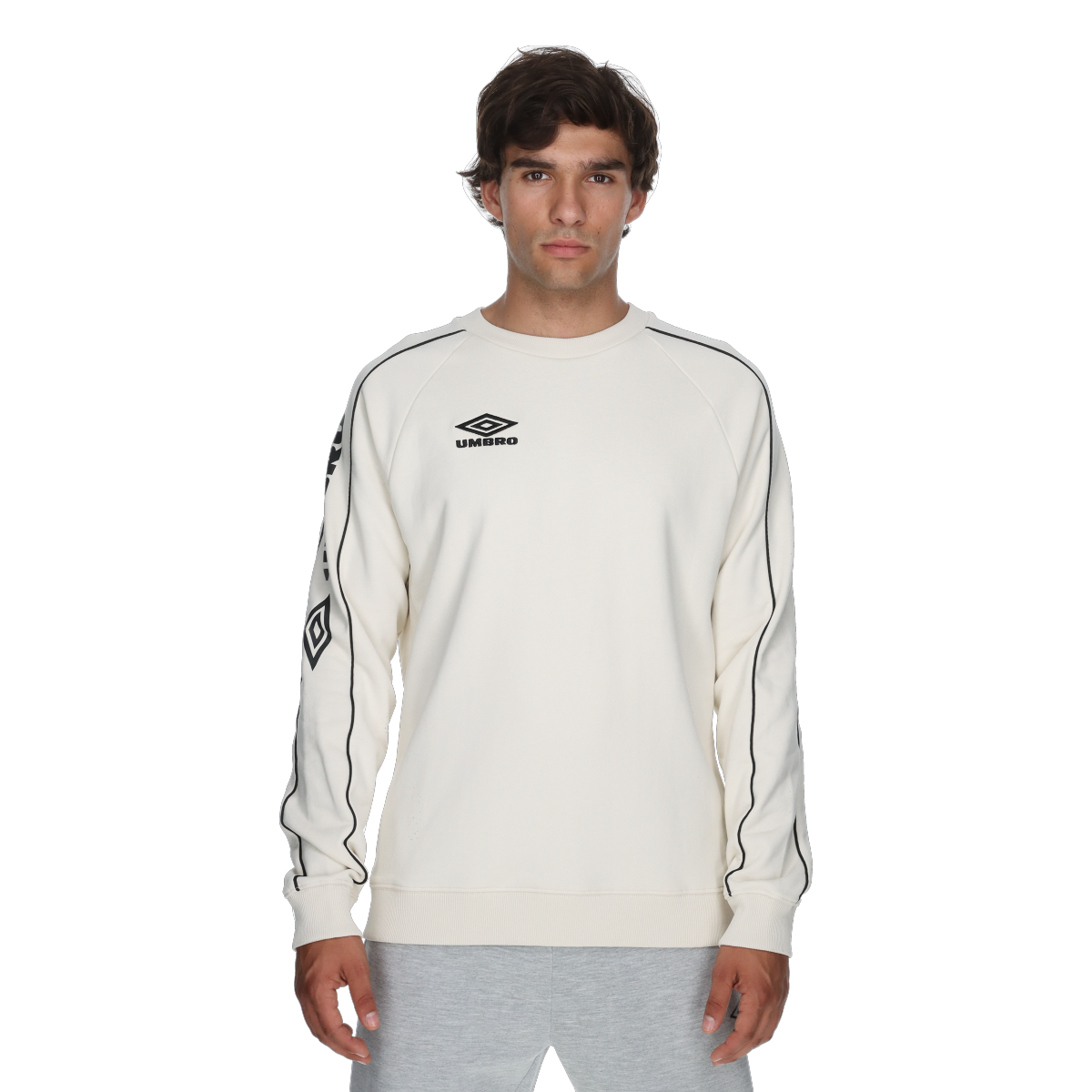 Sweatshirt Umbro Retro Crewneck Sweatshirt with Taped Sleeves Beige | UMA253M605-11, 0