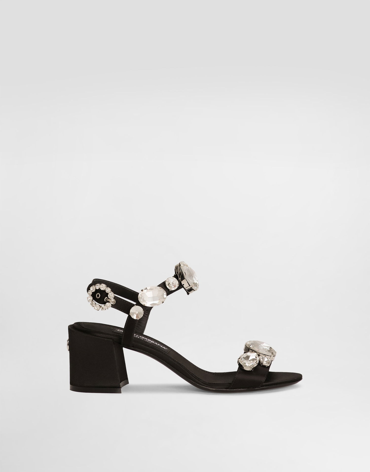 Sneakers og sko Dolce & Gabbana Satin Sandals With Gemstone Embellishment Sort | CR1801A9T438S488, 0
