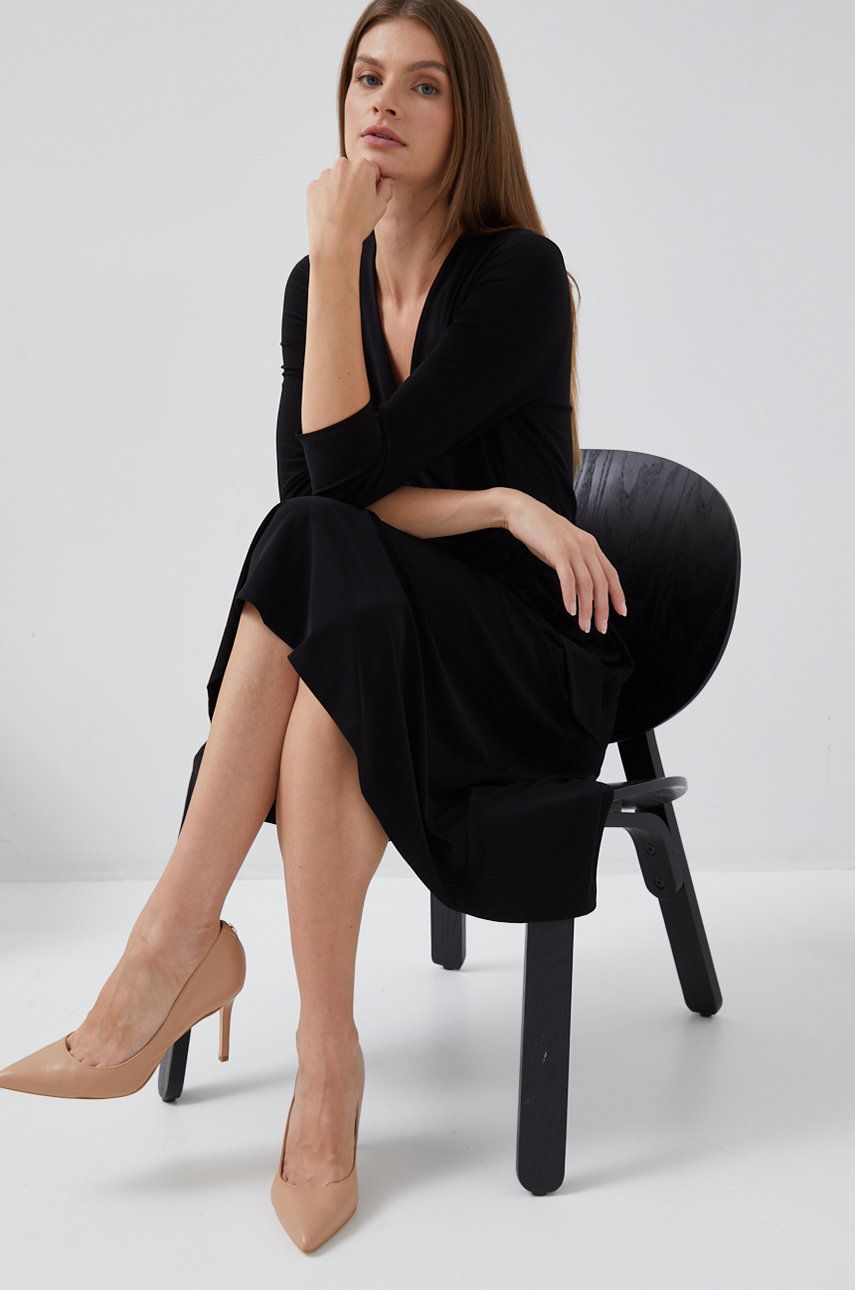 Kjole Polo by Ralph Lauren Carlyna Wrap Front V-Neck 3/4 Sleeve Jersey Dress Sort | 250769904004, 0