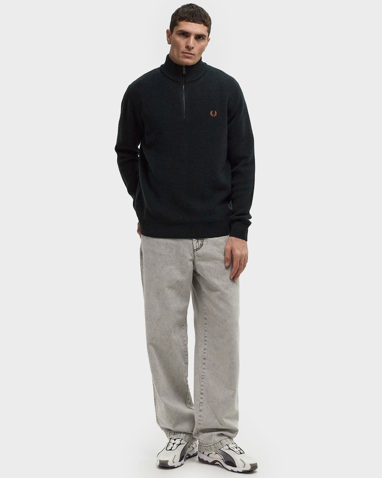 Sweater Fred Perry Textured Half-Zip Jumper Sort | K6540-Q20, 1