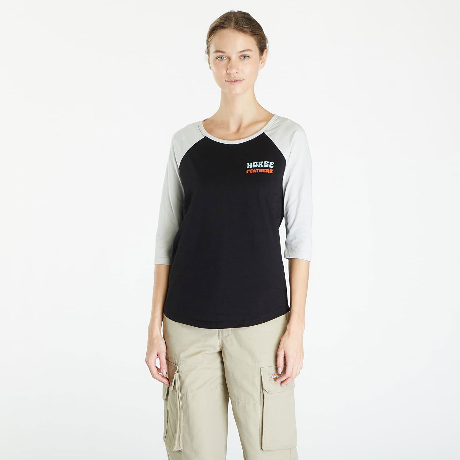T-shirt Horsefeathers Top Oly Top Black/ Cement Sort | SW894E, 0
