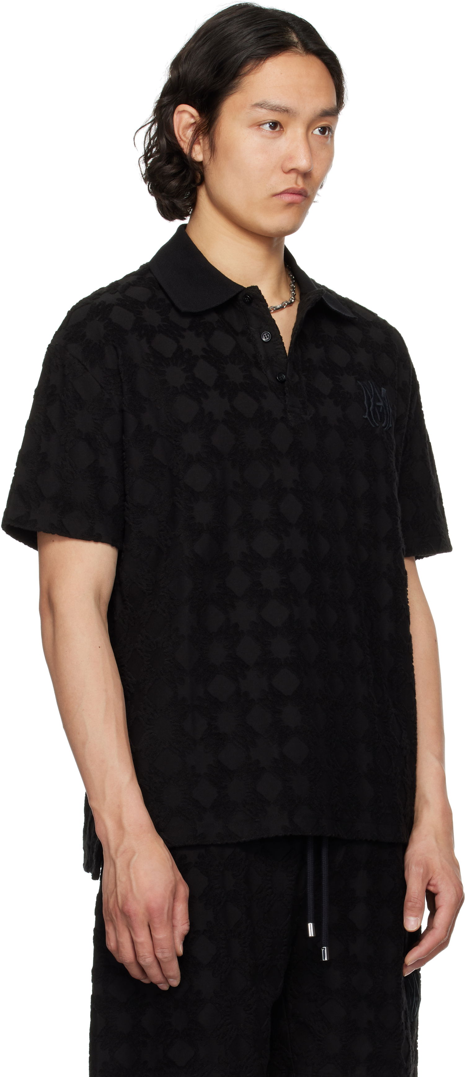 Polo skjorte AMIRI AMIRI MA Quad Toweling Polo Sort | AMJYPO1015, 1