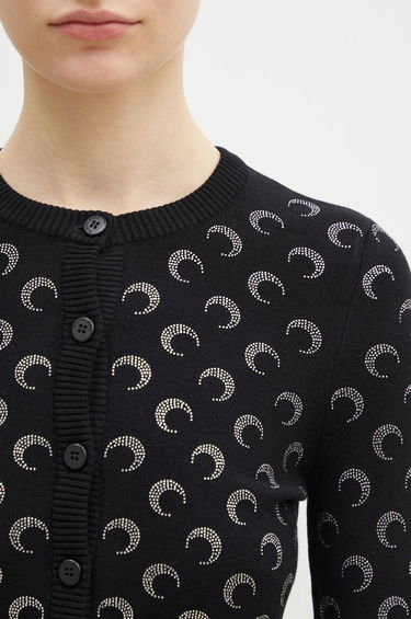 Sweater Marine Serre Rhinestoned Knit Fitted Cardigan Sort | WTK011A-BK99, 3