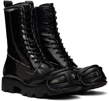 Sneakers og sko Diesel D-Hammer Bt D Lace-Up High-Top Boots with Shiny Finish and Rubber Toe Sort | Y03228-P8435-H1532, 3