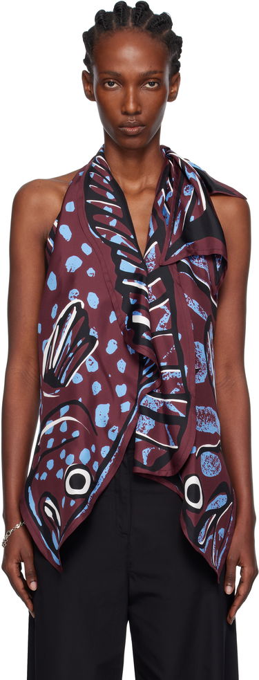 Tanktop Bottega Veneta Bottega Veneta Silk Twill Printed Halter Top Bourgogne | 833135 V5JY0, 0
