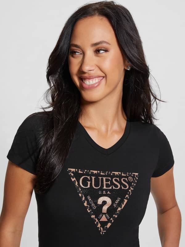 T-shirt GUESS Triangle Logo Stretch Sort | W3BI43J1314, 0
