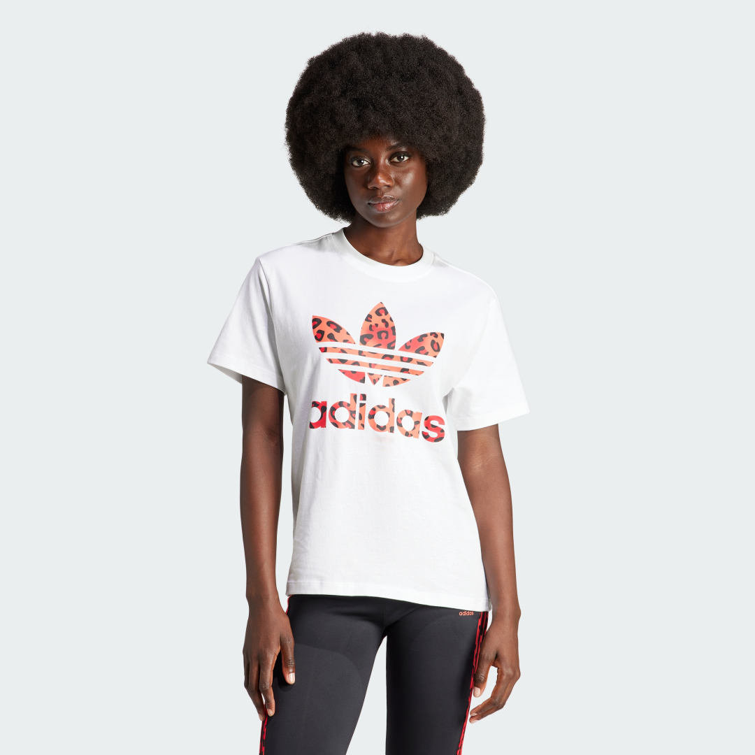 T-shirt adidas Originals Leopard Luxe Trefoil T-shirt Hvid | IY7054, 0