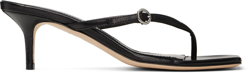 Tilbehør Aeyde Aeyde Leigh Leather Toe-Post Heeled Sandals Sort | A11-HS-GAIS55TB162-SS25-800-007