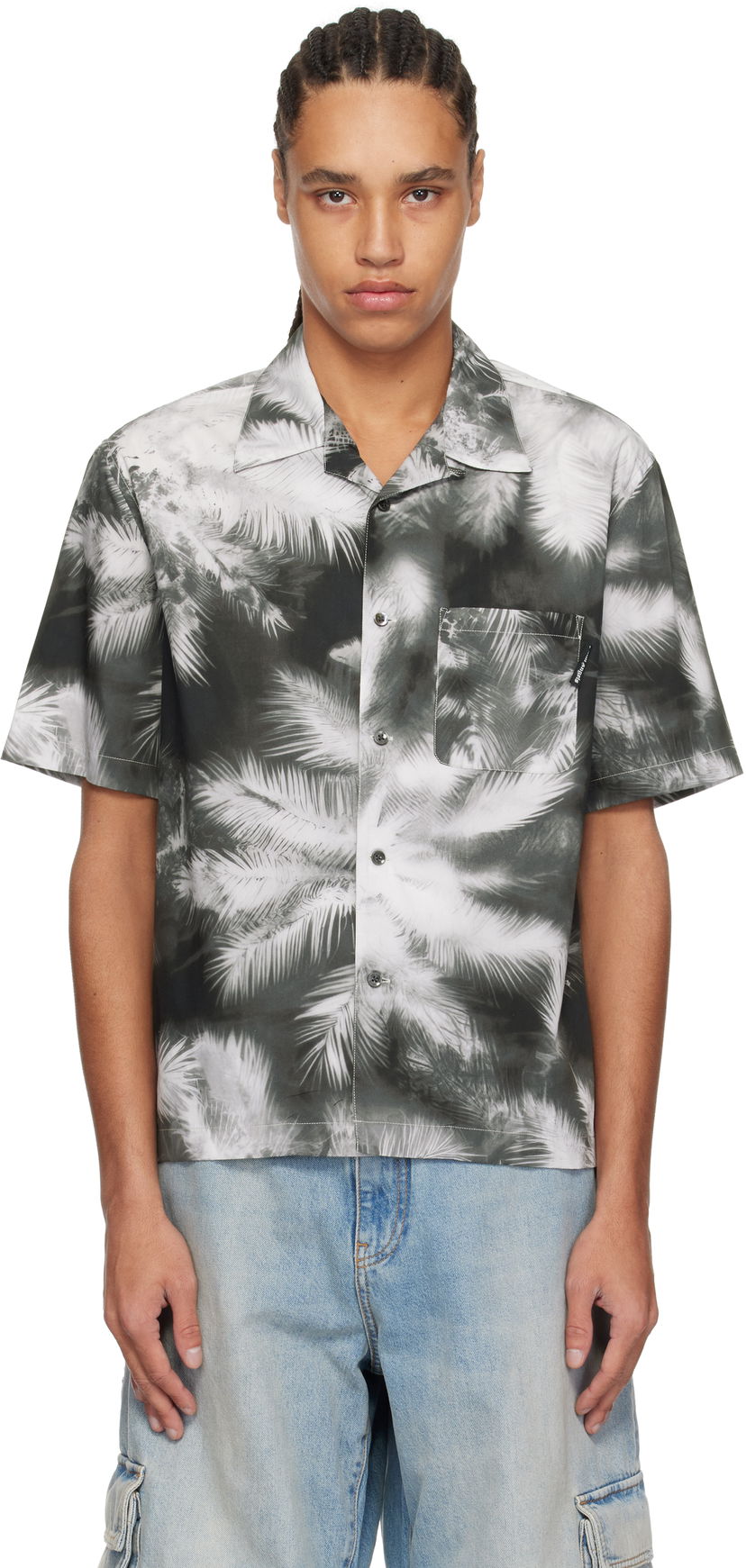 Skjorte Palm Angels Palm Angels Blueprint Palms Shirt Grå | PMGG005S25FAB0031003