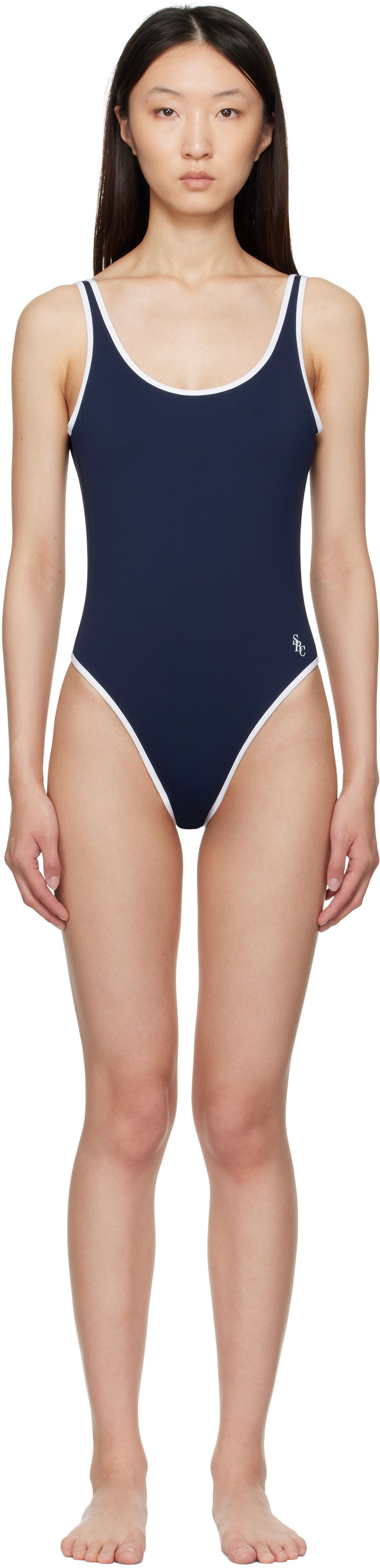 Badetøj Sporty & Rich Sporty & Rich Carla One Piece Swimsuit Mørkeblå | SM017620302BL106