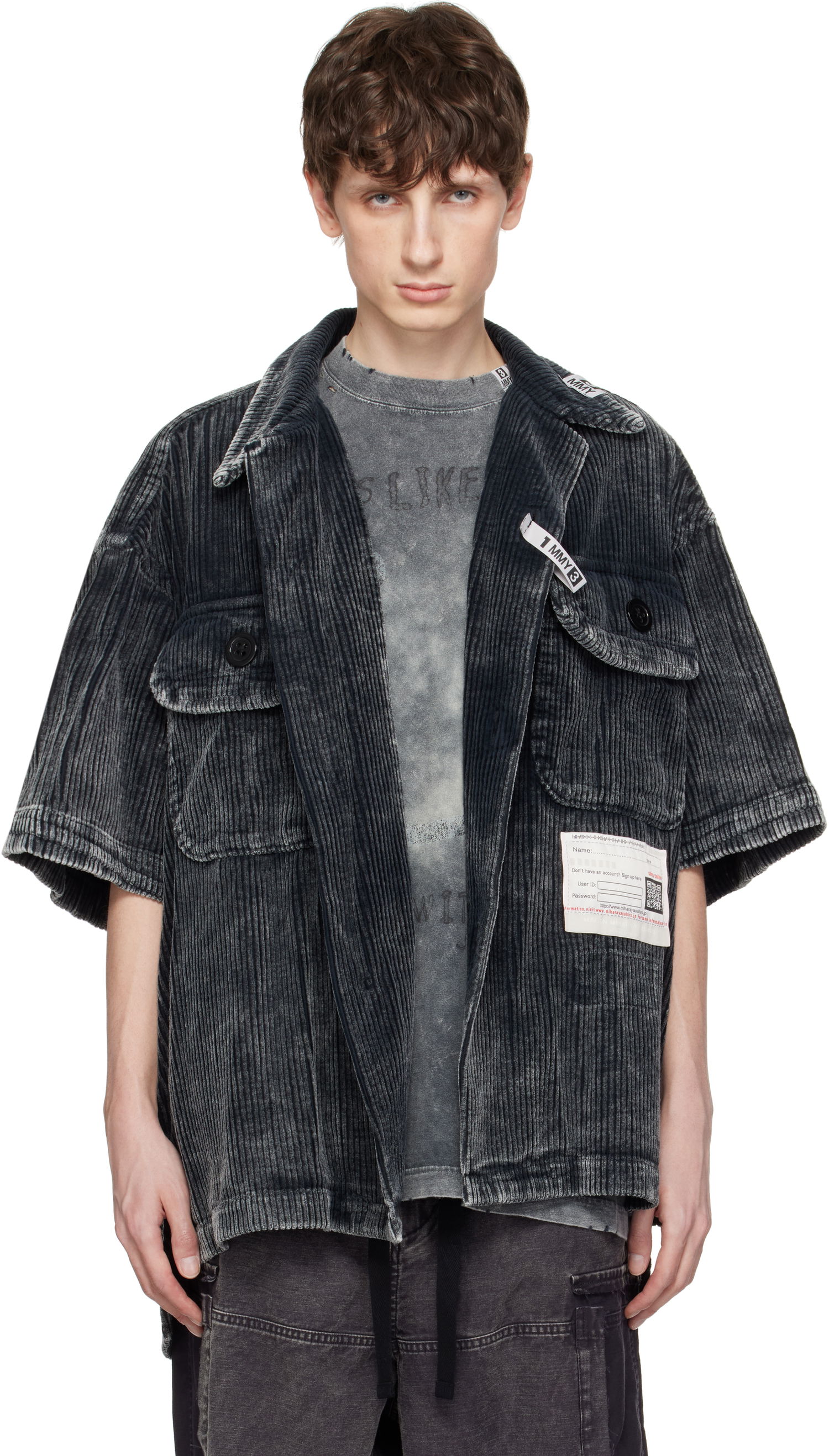 Jakke Maison MIHARA YASUHIRO MIHARA YASUHIRO Amateur Sewn Like Corduroy Short-Sleeve Shirt Grå | A14SH084, 0