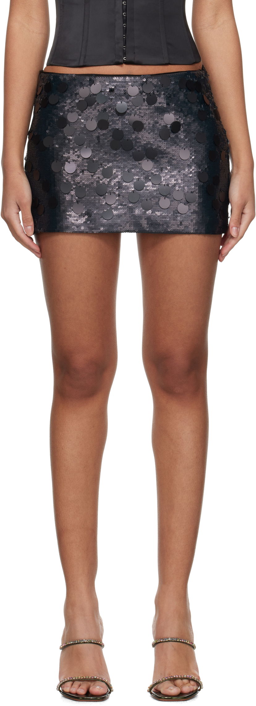 Nederdel GUIZIO Guizio Low Rise Sequin Miniskirt Sort | C00305W020