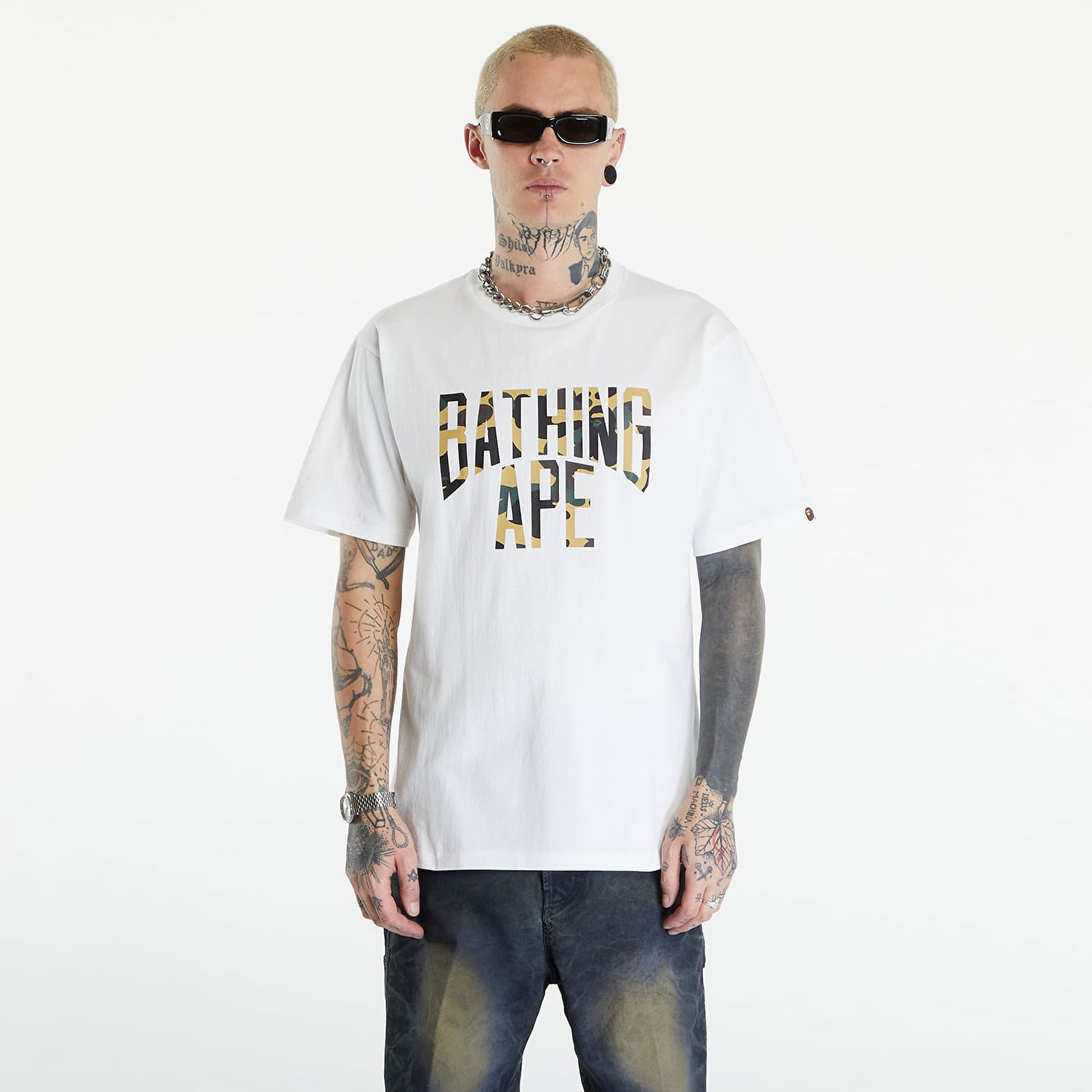 T-shirt BAPE A BATHING APE 1St Camo Nyc Logo Tee White Hvid | 001TEK301011M WHT, 0