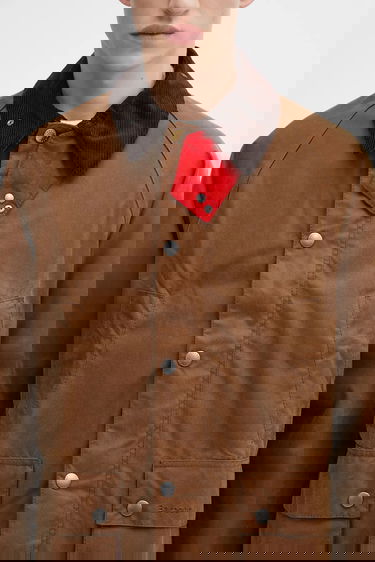 Jakke Barbour Paul Smith OS Bedale Wax Jacket with Red Snap Tab and Corduroy Collar Brun | MWX2515TA51, 3