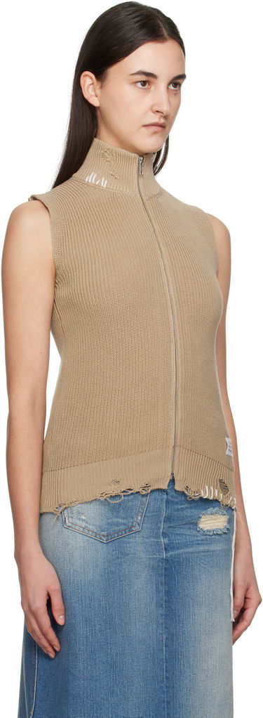 Sweater Maison Margiela MM6 Maison Margiela Eaten Knit Zip-Up Vest Beige | S52FB0095 M13089, 1