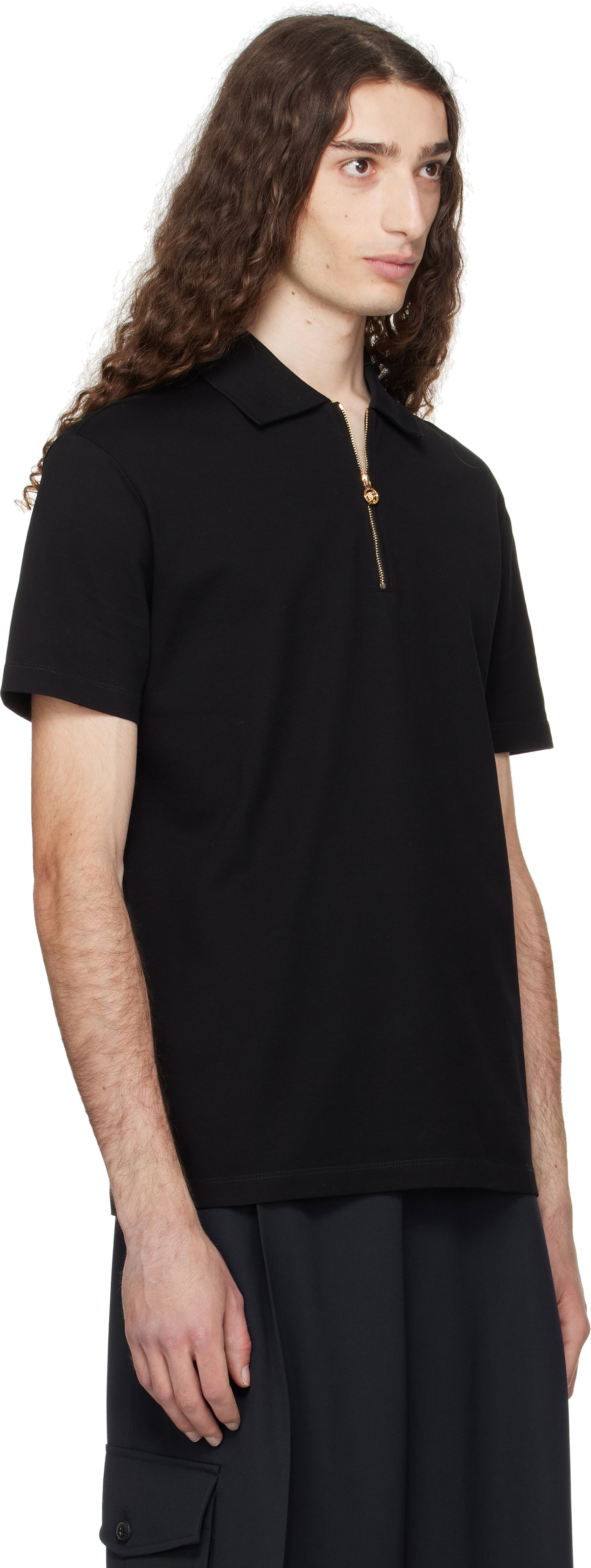 Polo skjorte Versace Versace Medusa Zip Polo Sort | 1018848_1A13492, 1