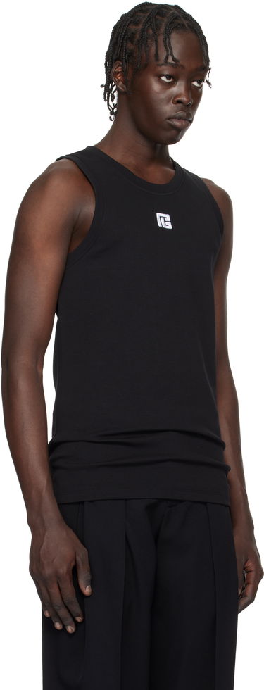 Tanktop Balmain Embroidered Logo Tank Top Hvid | EH1EB003BC87, 4