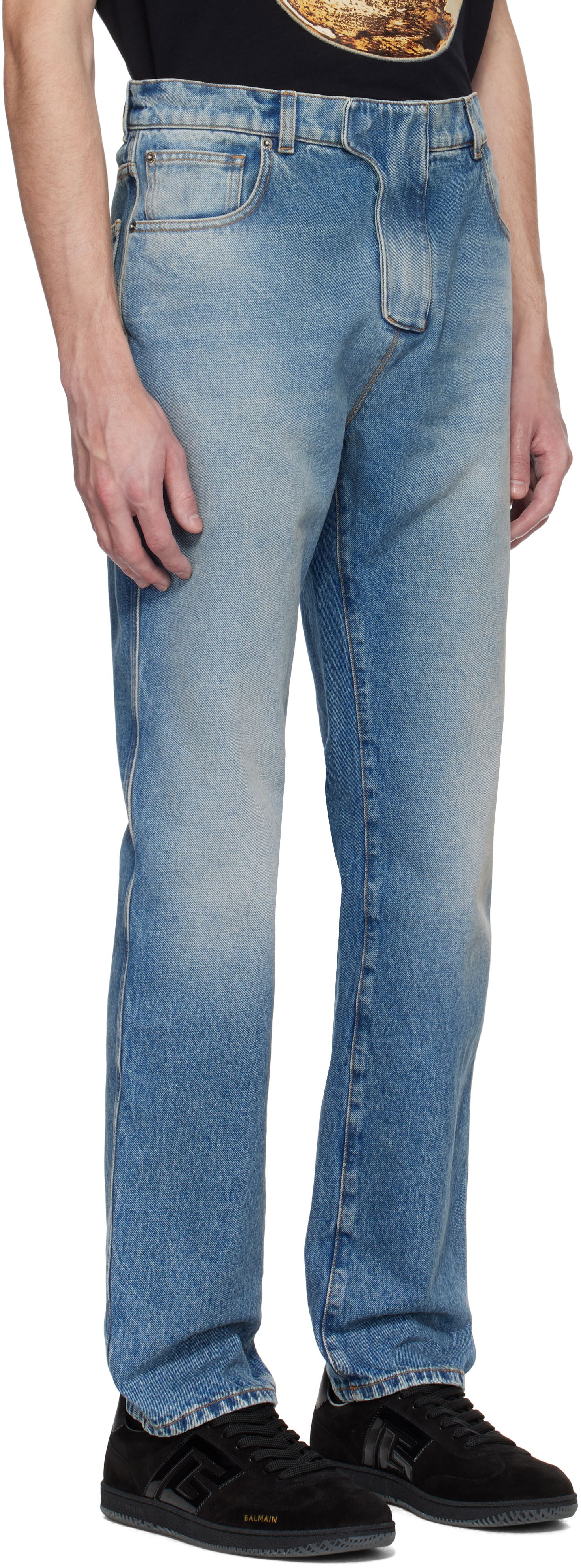 Jeans Balmain Balmain Regular Fit Jeans Blå | EH0MI083DF44, 1