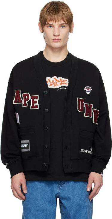 Sweater AAPE by A Bathing Ape AAPE By A Bathing Ape Multi-Logo Button Down Cardigan Sort | AAPSWMB348XXNBKX, 0