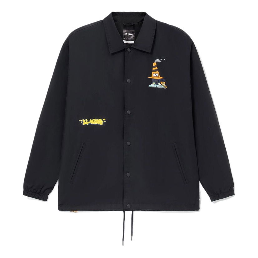 Vindjakke Li-Ning Li-Ning x Persue Crossover Cartoon Print Coach Jacket Sort | AFDS097-2
