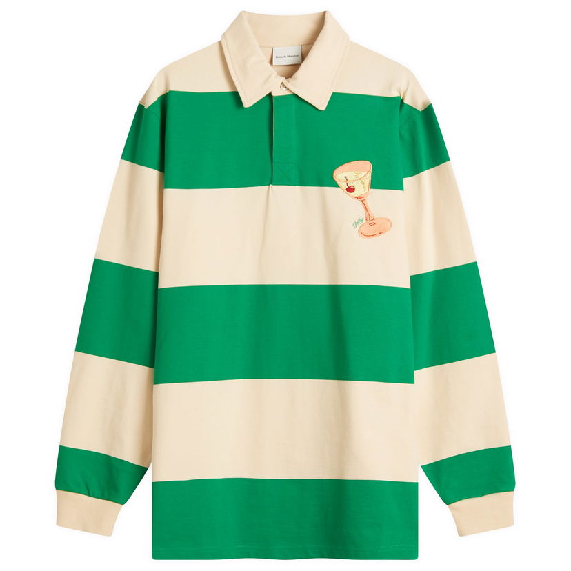 Polo skjorte Drôle de Monsieur Drôle de Monsieur Cocktail Stripe Rugby Polo Grøn | G-PL148-CO161-GN