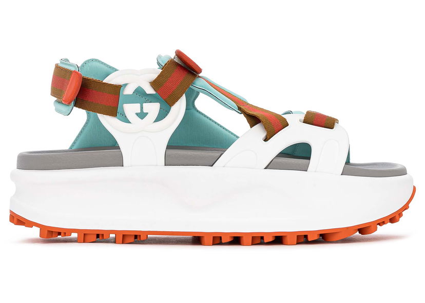 Sneakers og sko Gucci Colour Block Platform Sandal White Blue Orange (Women's) Hvid | 695461 9B310 3961