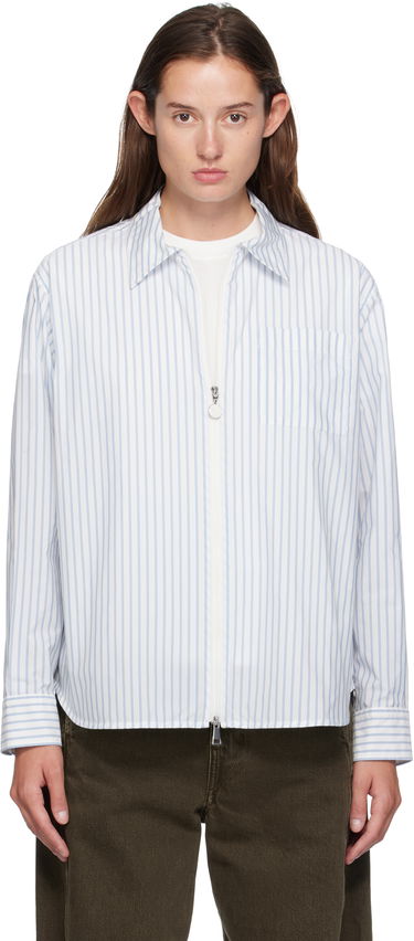 Skjorte Moncler Moncler Striped Zip Shirt Hvid | K20932F00016598S1, 0