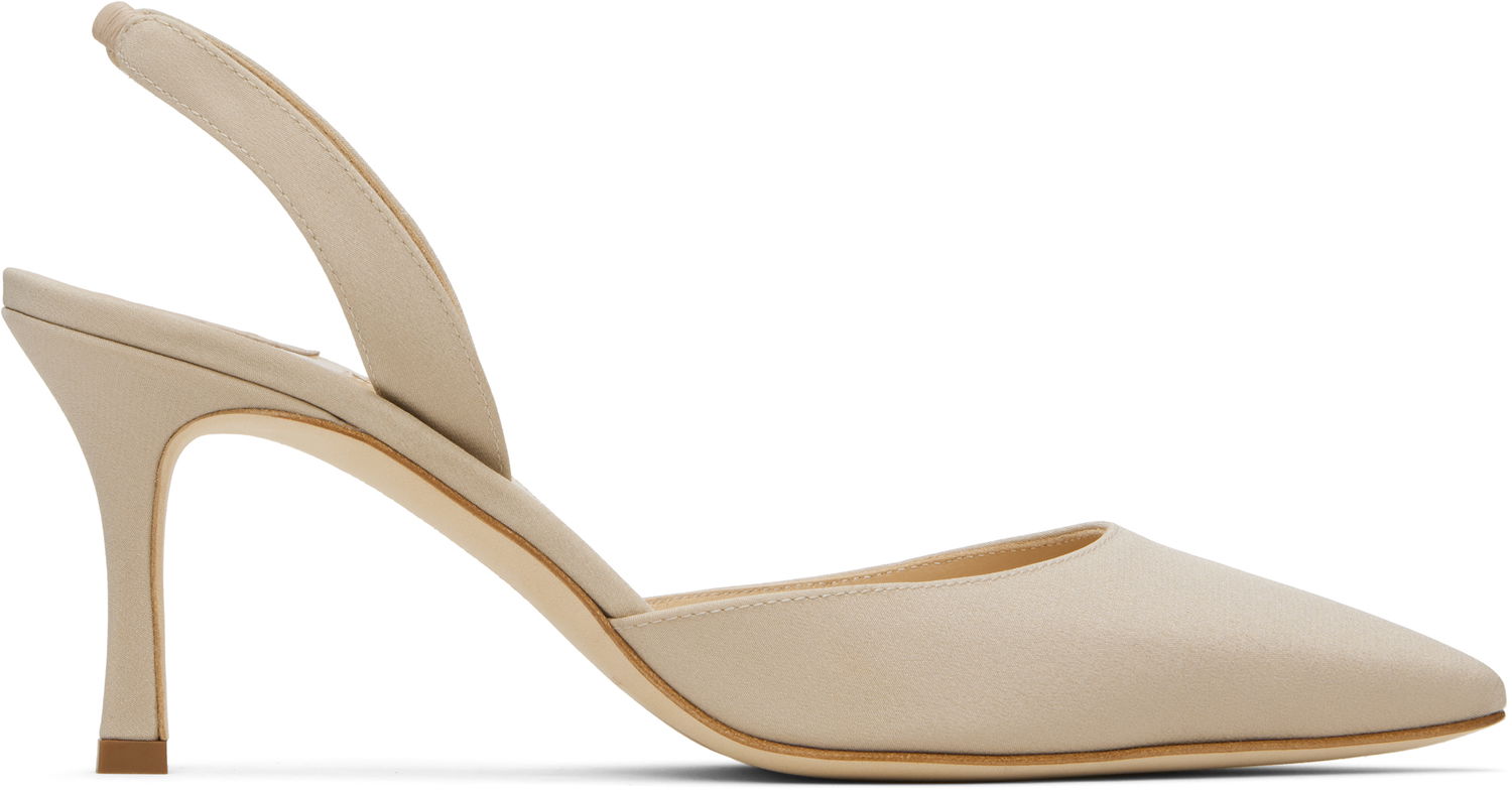 Tilbehør Manolo Blahnik Manolo Blahnik Carolyne 70 Slingback Heeled Sandals Beige | 225-1891, 0