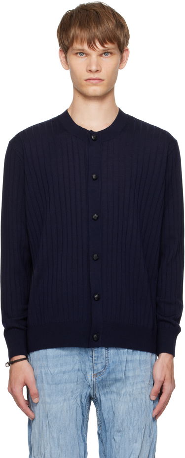 Sweater Bottega Veneta Bottega Veneta Wool Rib Knit Cardigan Mørkeblå | 838111V5L704140, 0