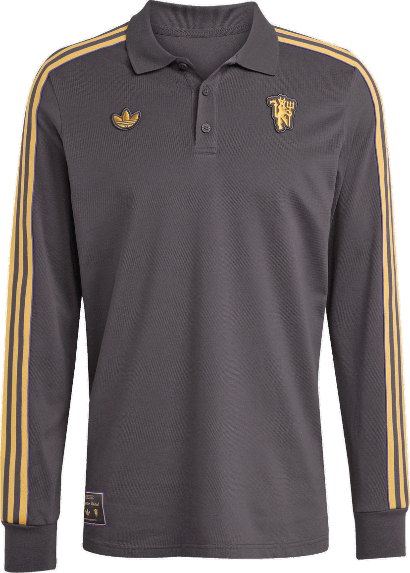 Polo skjorte adidas Originals Manchester United Icon Long Sleeve Polo Shirt Grå | jn2822