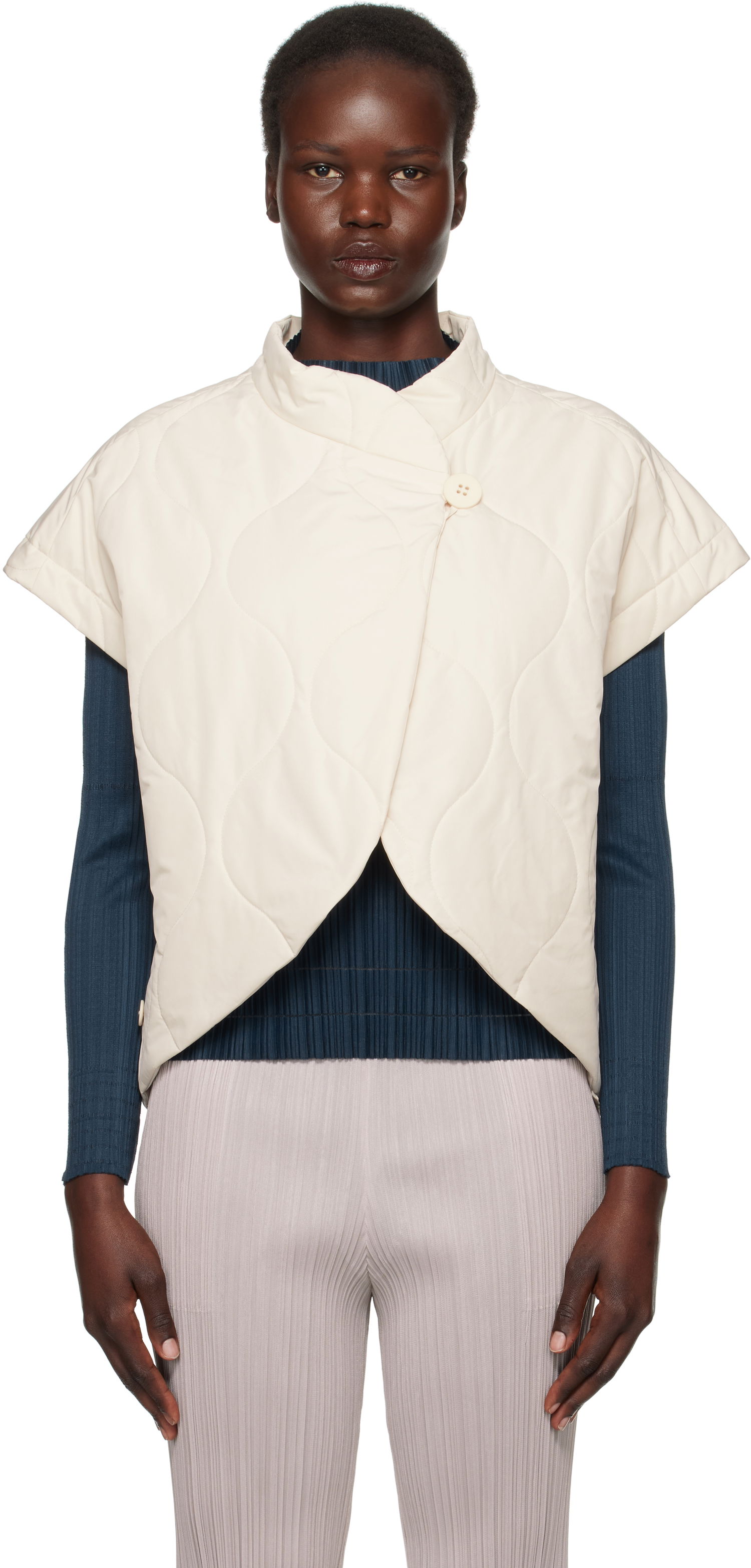 Vest Pleats Please Issey Miyake Issey Miyake Quilted Vest Hvid | PP48ZE882, 0