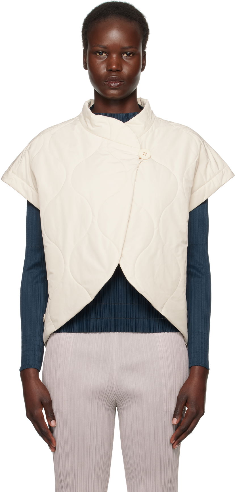 Vest Pleats Please Issey Miyake Issey Miyake Quilted Vest Hvid | PP48ZE882