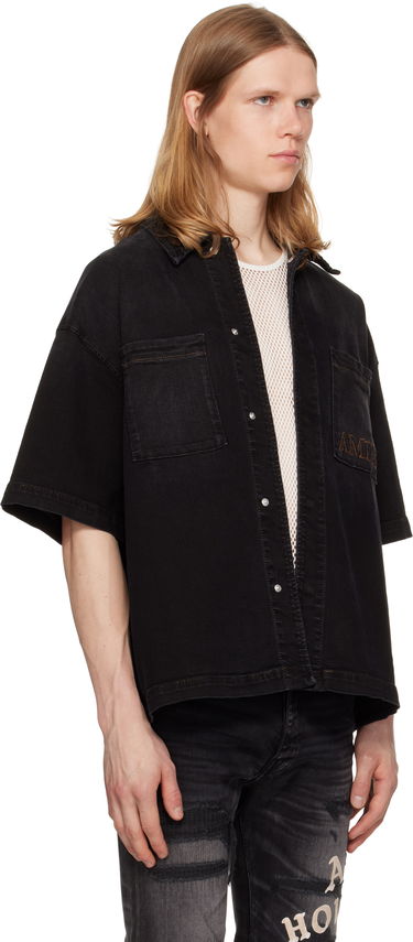 Skjorte AMIRI AMIRI 3D Short Sleeve Snap Denim Shirt Sort | AMDNIR1041, 1