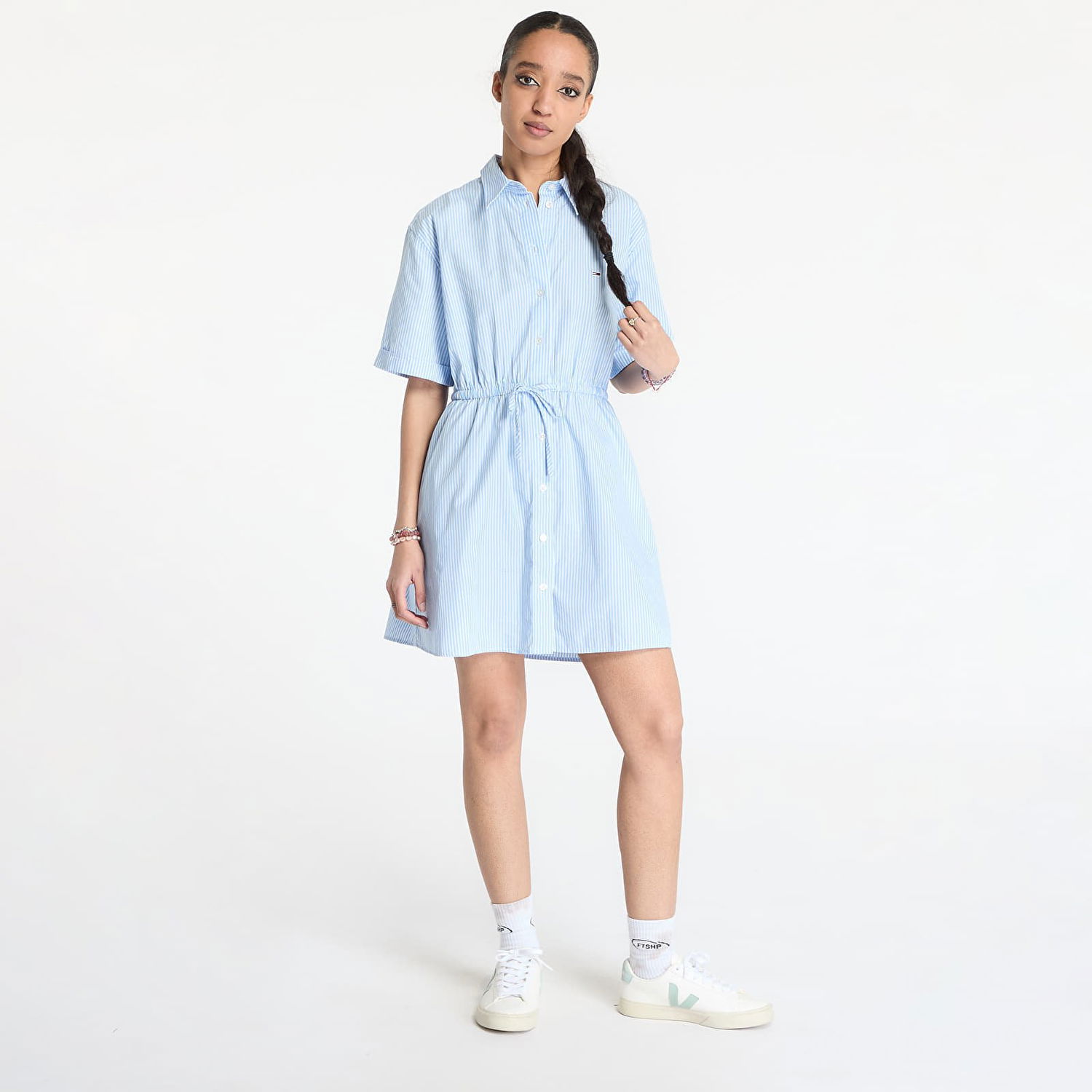 Kjole Tommy Hilfiger Tommy Jeans Mini Stripe Shirt Dress Blå | DW0DW20617 0A9, 0
