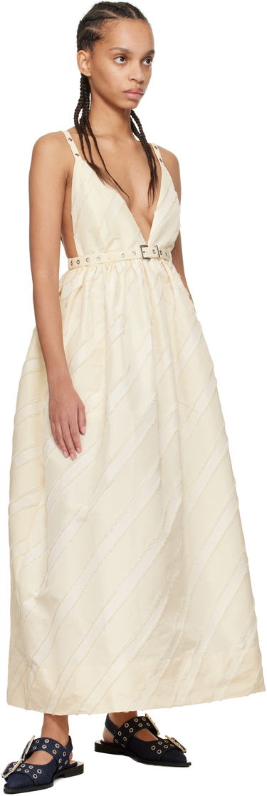 Kjole GANNI GANNI Stripe Strap Maxi Dress Beige | W0173, 3