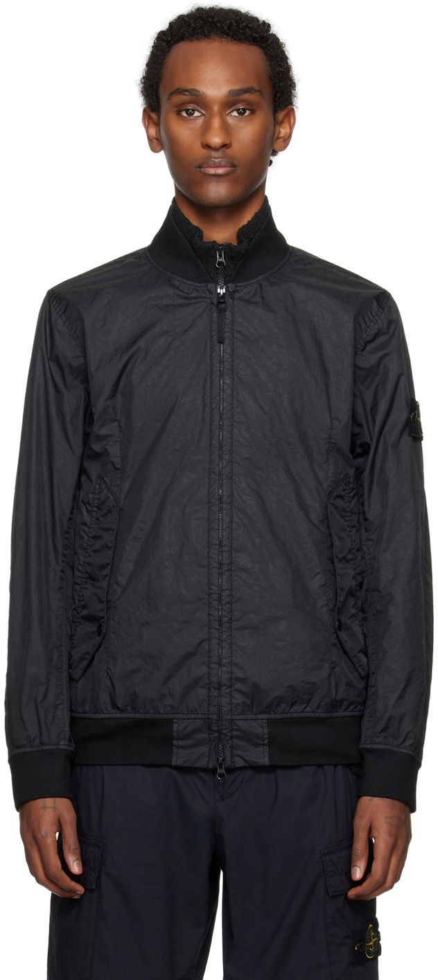 Bomberjakke Stone Island Crinkled Bomber Jacket Sort | 801541223, 0
