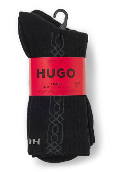 Sokker BOSS Three-pack of short socks with lettering and geometric pattern Sort | 50546345, 1