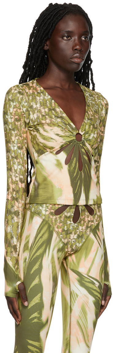 Crop top Collina Strada Collina Strada Cutout Long Sleeve Top Grøn | XX3198, 1