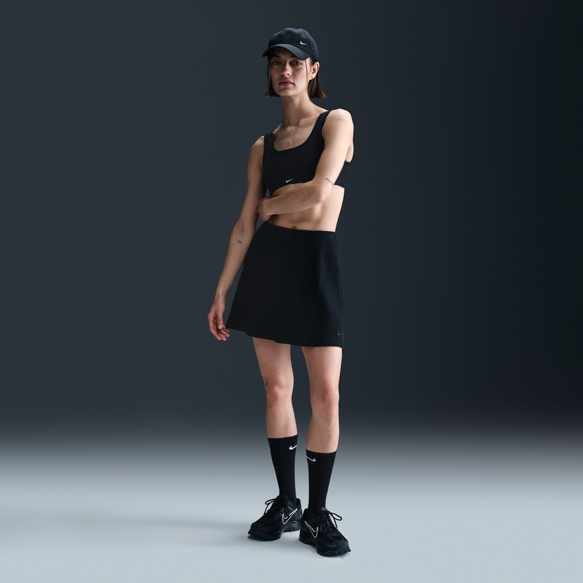 Nederdel Nike Ribbed Mini Skirt Sportswear Chill Knit Sort | HJ1839-010