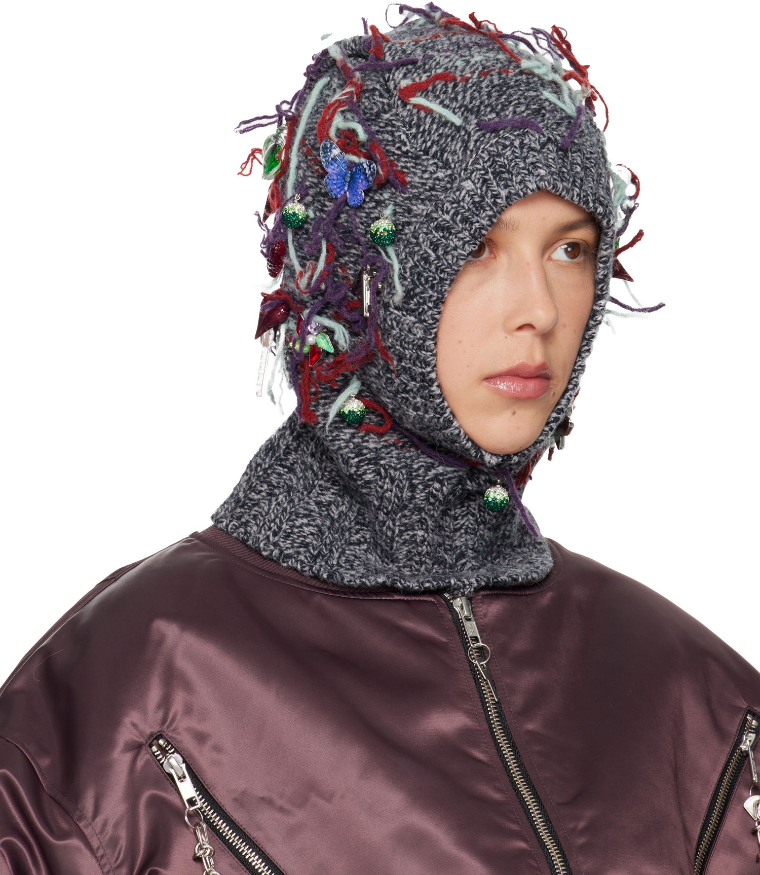 Hat Chopova Lowena Washed Up Knitted Embellished Balaclava Flerfarvet | 6715, 1