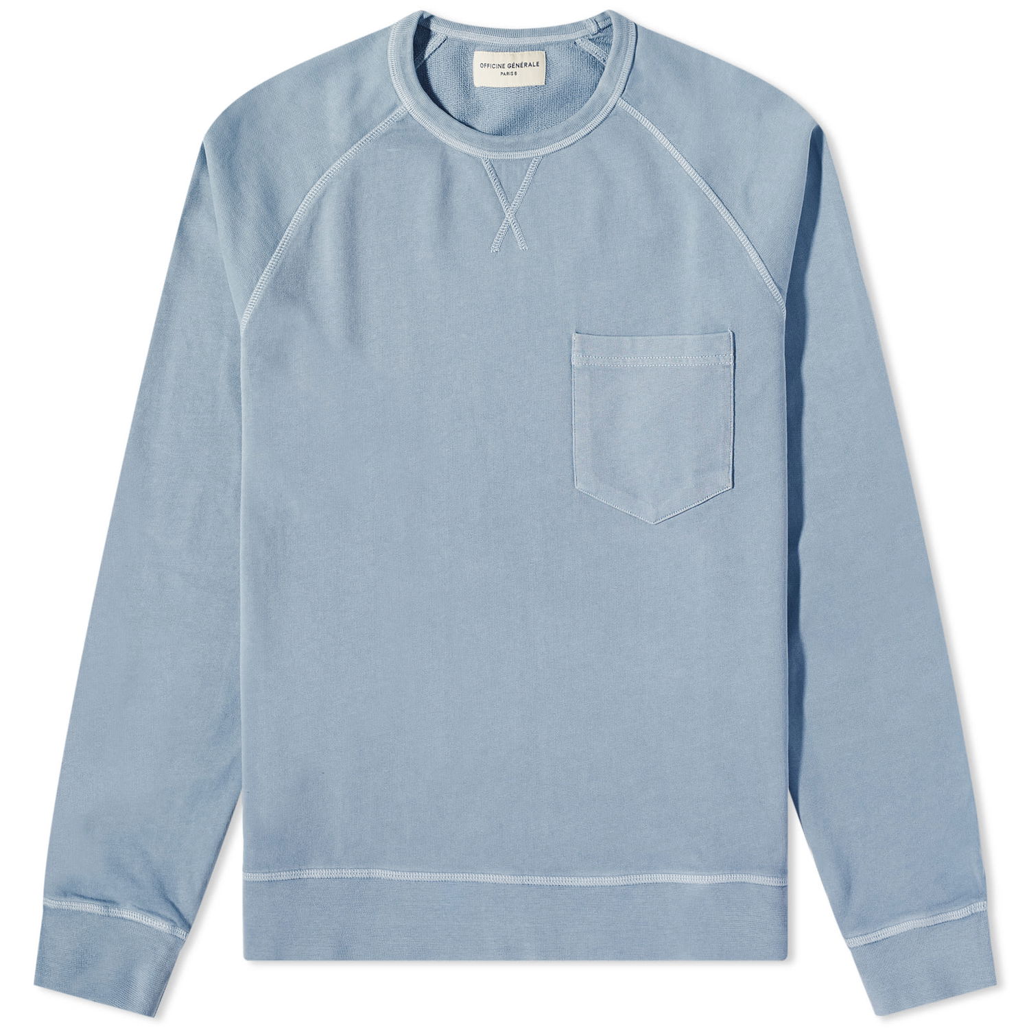 Sweatshirt Officine Générale Chris Pigment Dyed Crew Sweat "Storm Blue" Blå | W23MSWT253PRE-BLU, 0