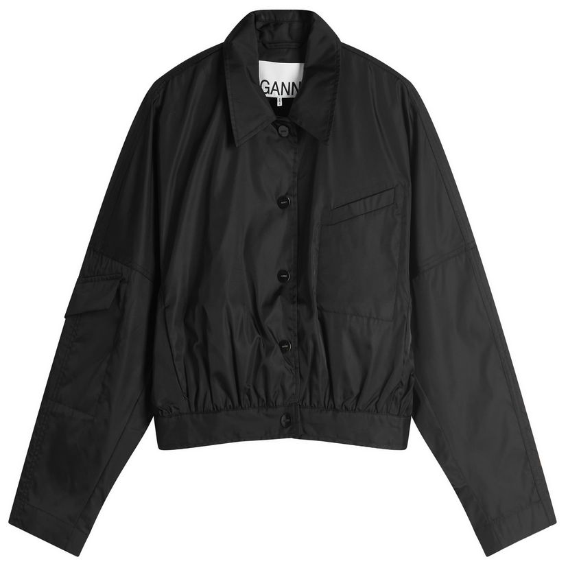 Bomberjakke GANNI Ganni Duchesse Nylon Short Jacket Sort | W0462