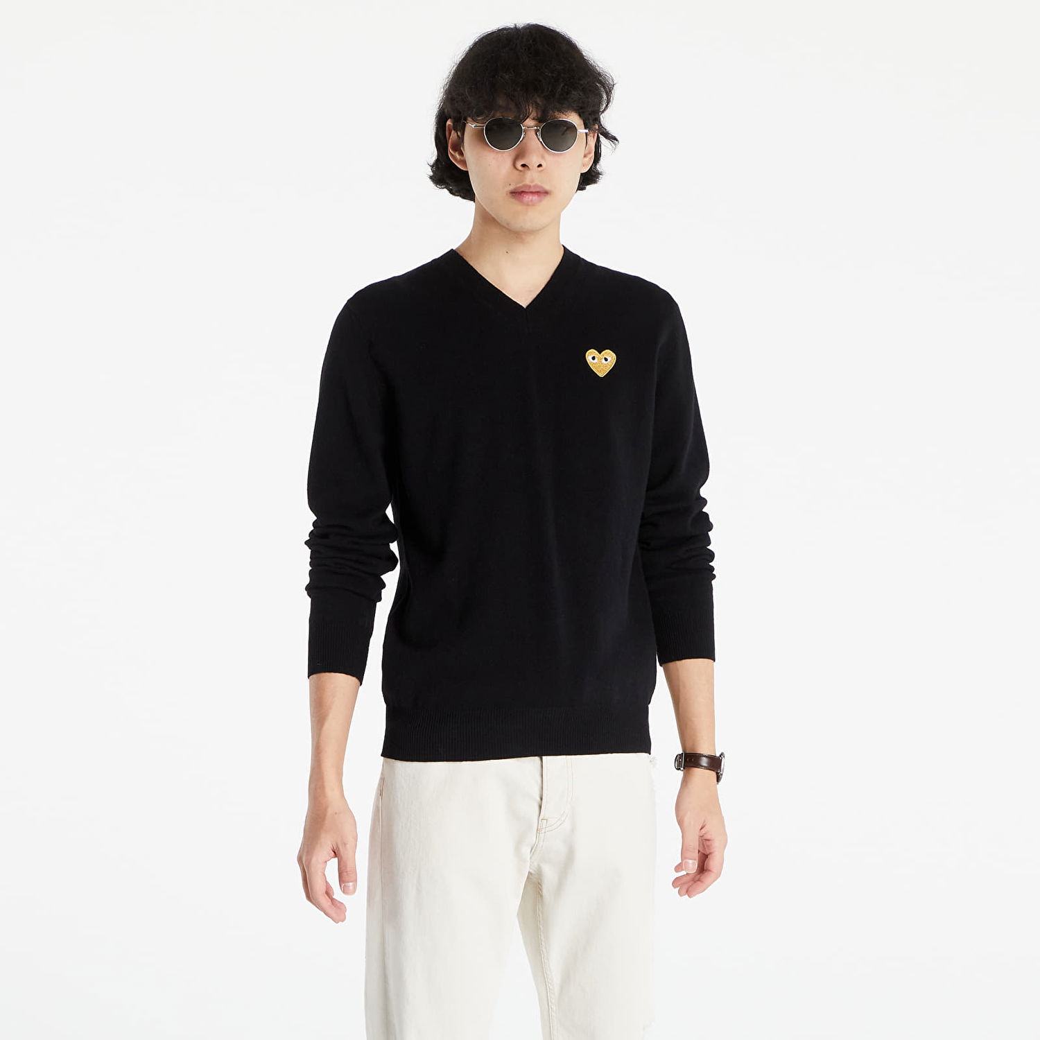 Sweater Comme des Garçons PLAY Knit Pullover Sort | AZN048 Black, 1