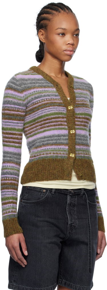 Sweater GANNI Ganni Soft Wool Stripe Cardigan Flerfarvet | K2355, 1