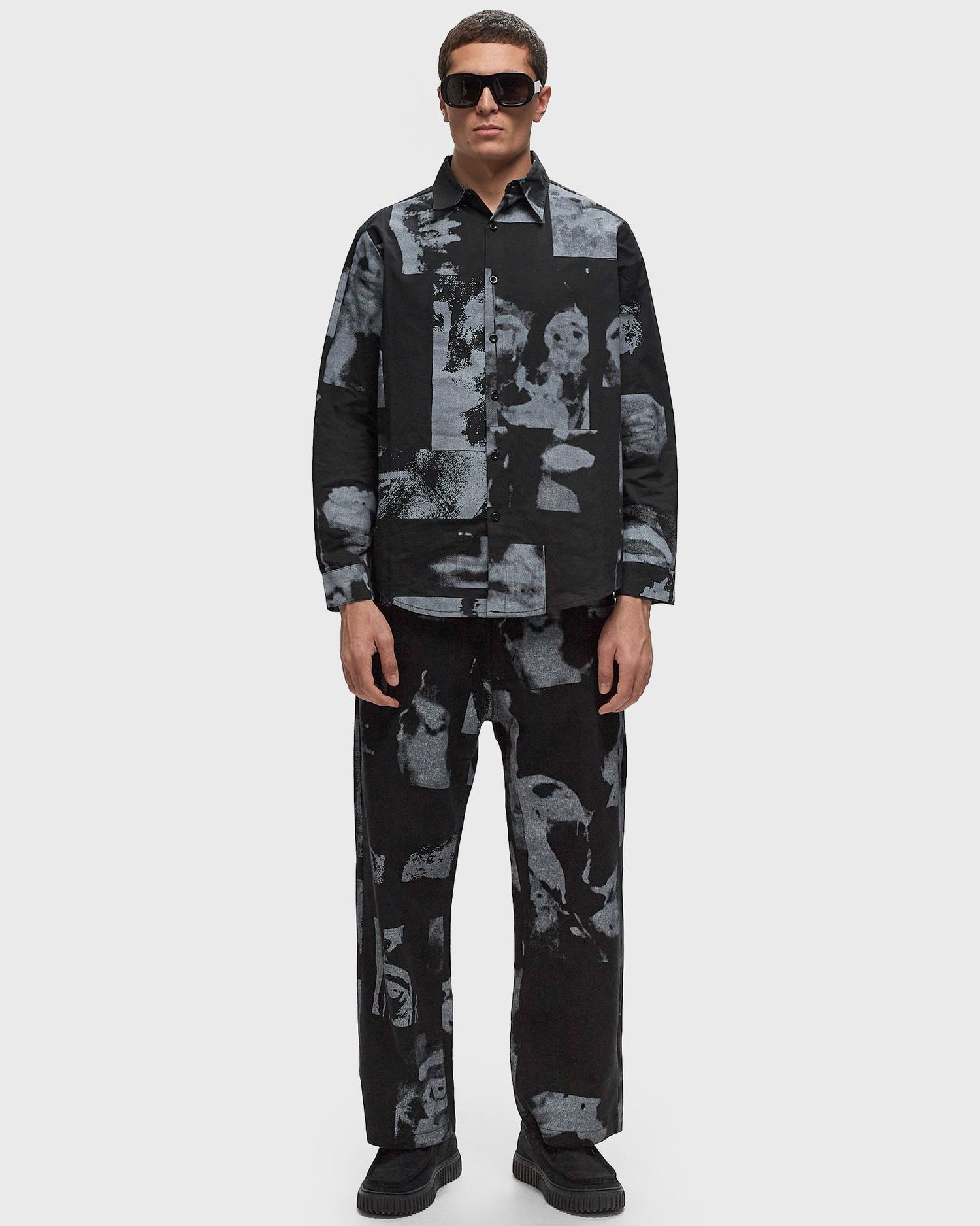 Skjorte KidSuper KidSuper Studios Collage Faces Button Up Shirt, Size M Sort | AW24-LTP-12, 1