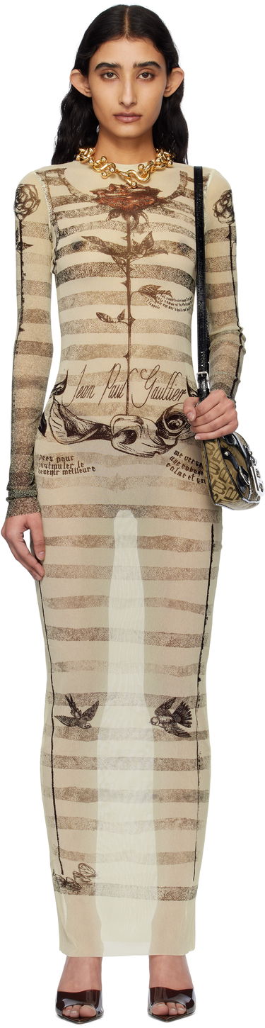 Kjole Jean Paul Gaultier Jean Paul Gaultier Tattoo Marinière Maxi Dress Beige | 25/34-F-RO396-T585-030030, 0
