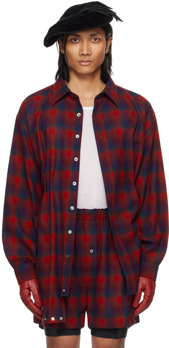 Skjorte Maison Margiela Asymmetric Shirt Bourgogne | S50FP0028 S78037