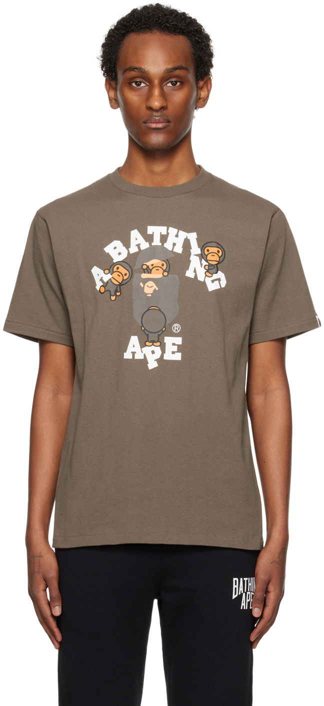 T-shirt BAPE College Milo T-Shirt Brun | 002TEJ801001M, 0