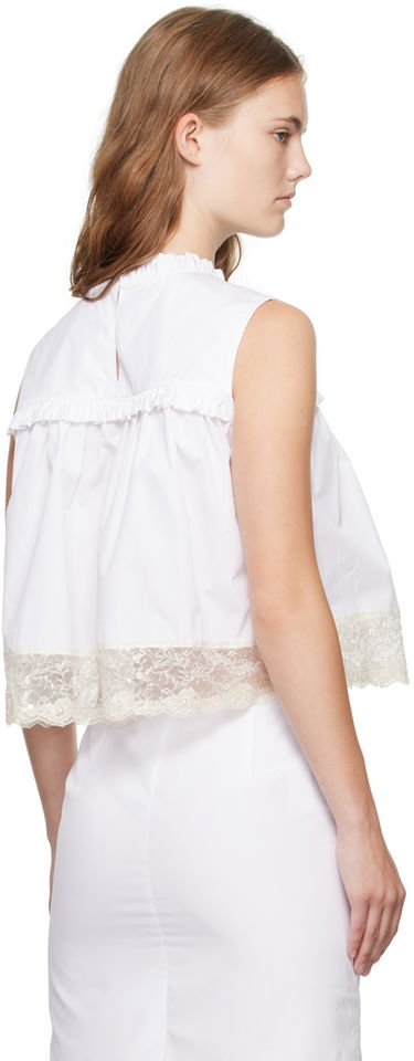 Tanktop We11done Lace Trim Blouse Hvid | WD-BL2-24-140-W-WH, 2