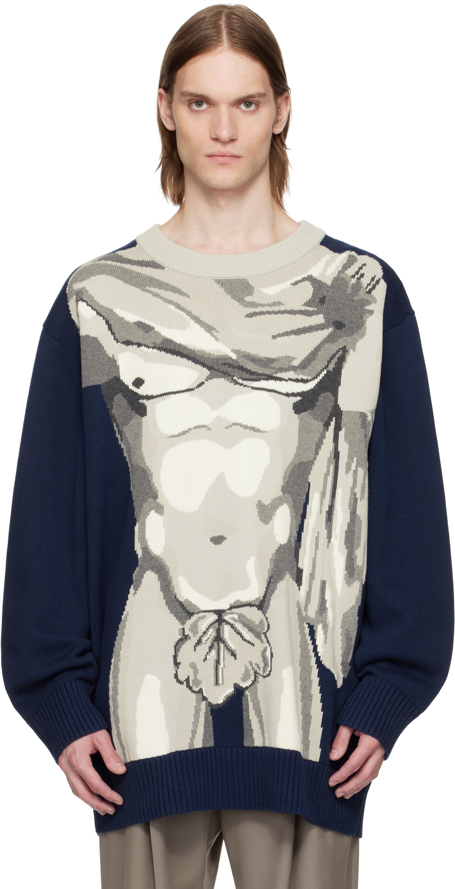 Sweater Charles Jeffrey Loverboy Charles Jeffrey LOVERBOY Bust Graphic Sweater Mørkeblå | 54091001, 0
